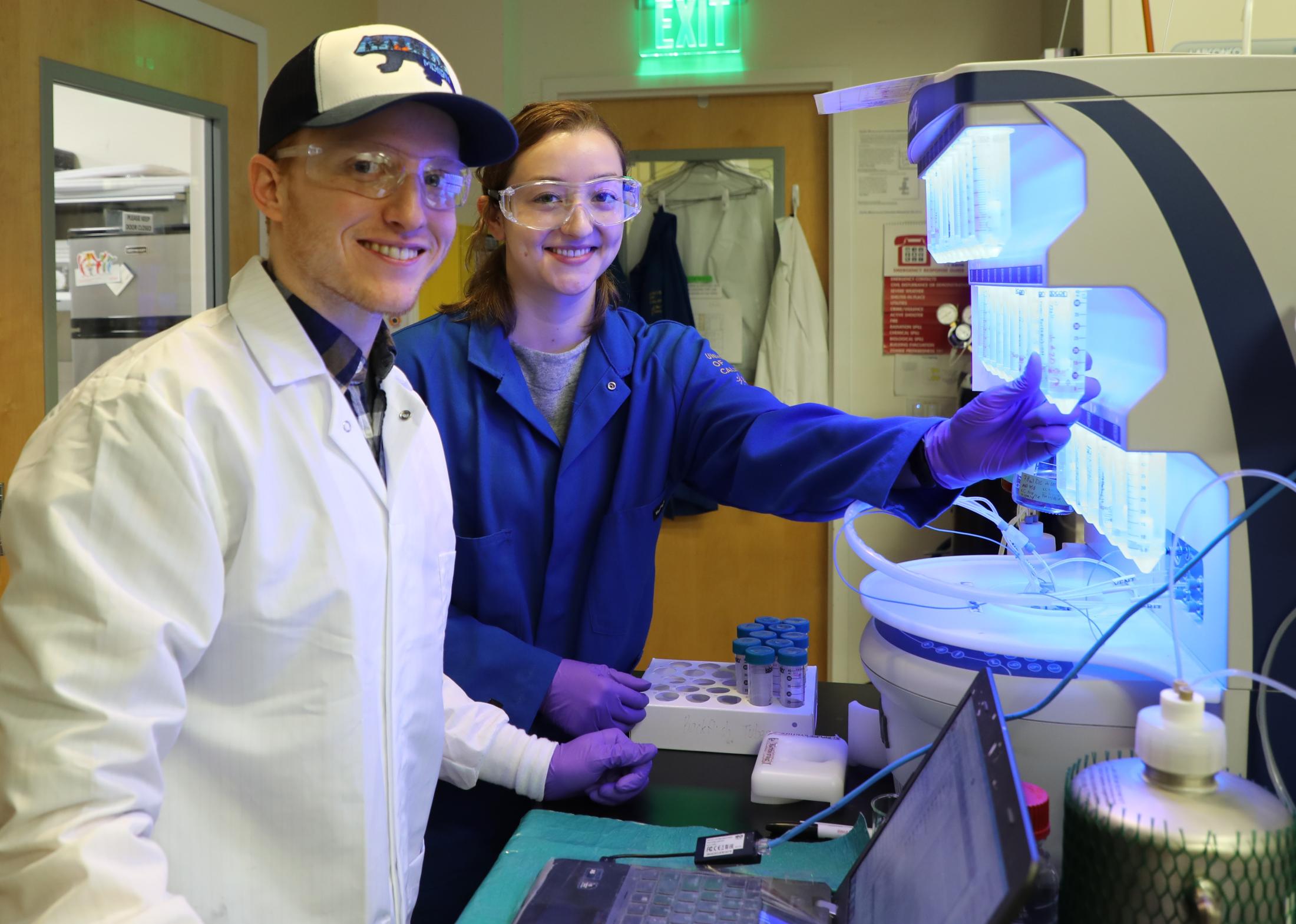 two students in lab