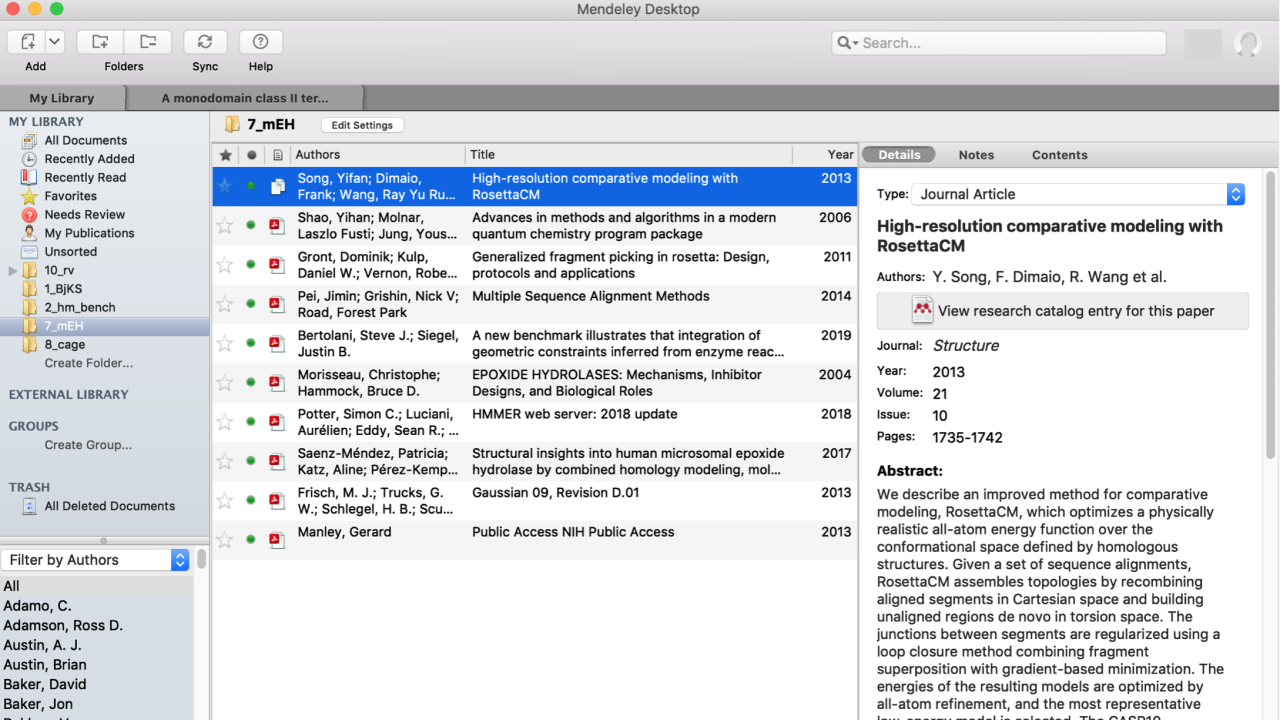 Mendeley screenshot